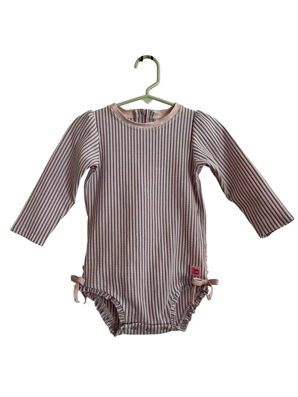 Ruffle Butts purple striped swimsuit